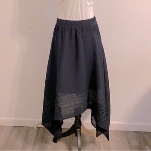 Club Monaco Navy Blue Semi Sheer Layered MIDI Skirt Size 6